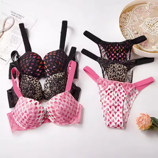 Victoria’s Secret Bra & Thong Set 3-Piece Women's Lingerie with Diamond Rhinestone Straps