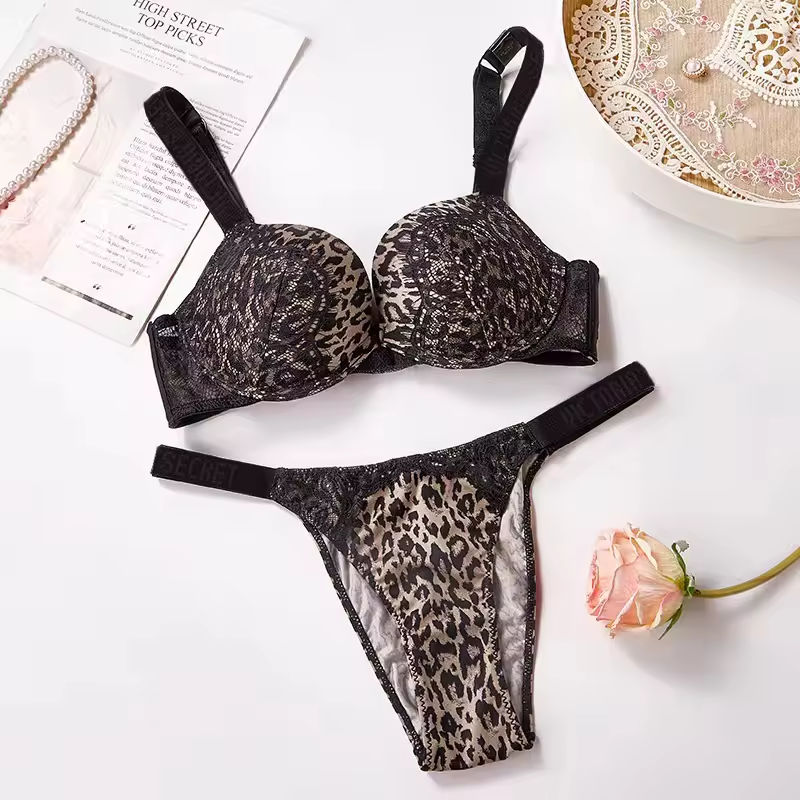 Victoria’s Secret Bra & Thong Set 3-Piece Women's Lingerie with Diamond Rhinestone Straps