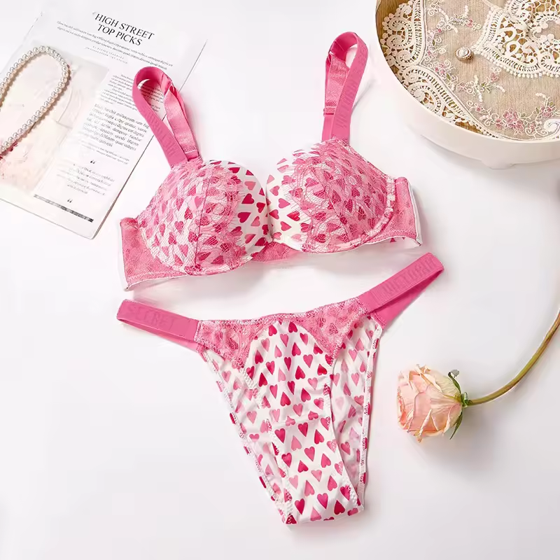 Victoria’s Secret Bra & Thong Set 3-Piece Women's Lingerie with Diamond Rhinestone Straps
