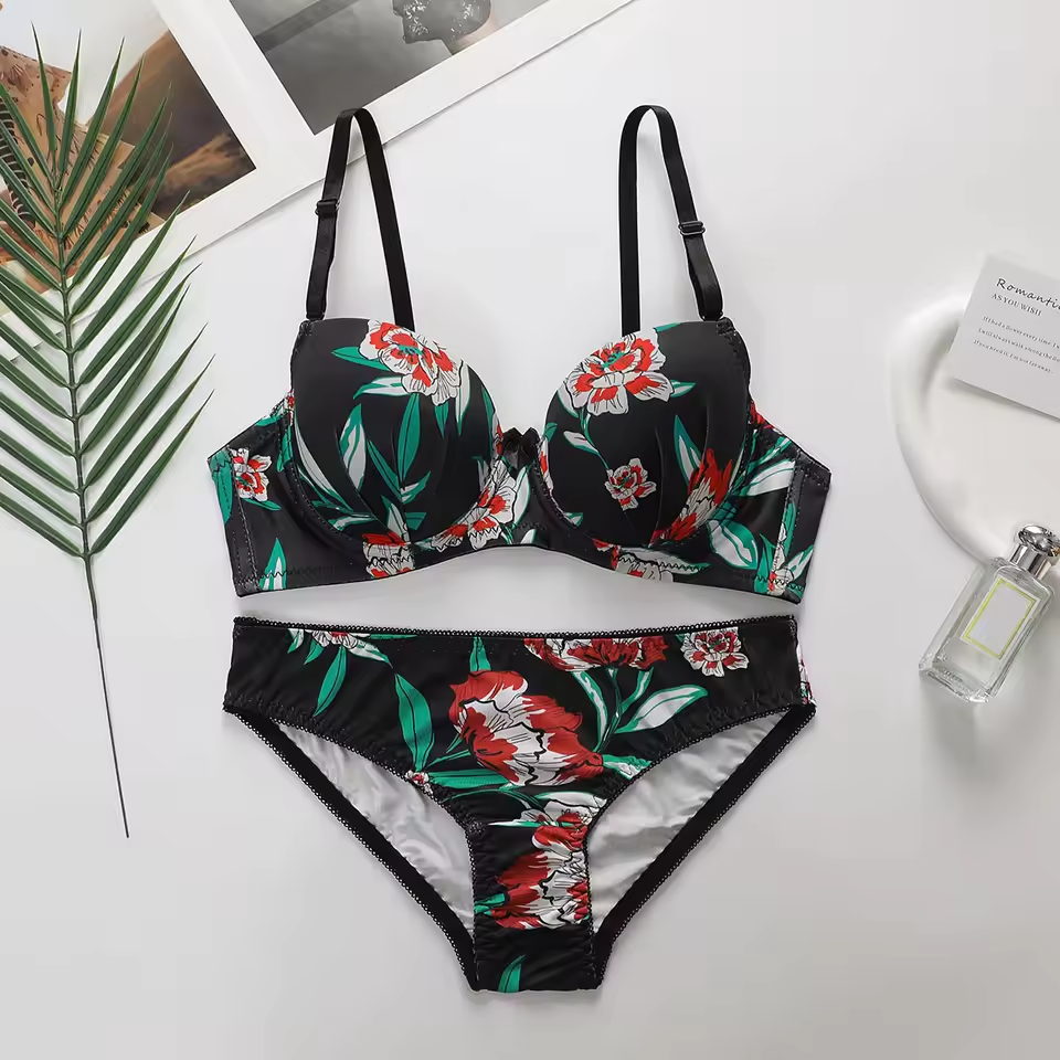 Imported Printed Bra and Panty Set Combo of 3 Stylish Lingerie Sets for Women