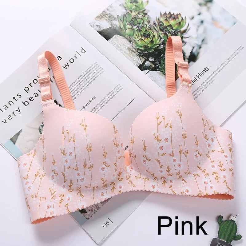 Women's Floral Print Seamless Push-Up Bra Set Sexy Lingerie One-Piece Underwear, Pack of 5