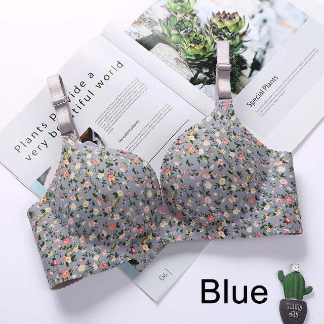 Women's Floral Print Seamless Push-Up Bra Set Sexy Lingerie One-Piece Underwear, Pack of 5