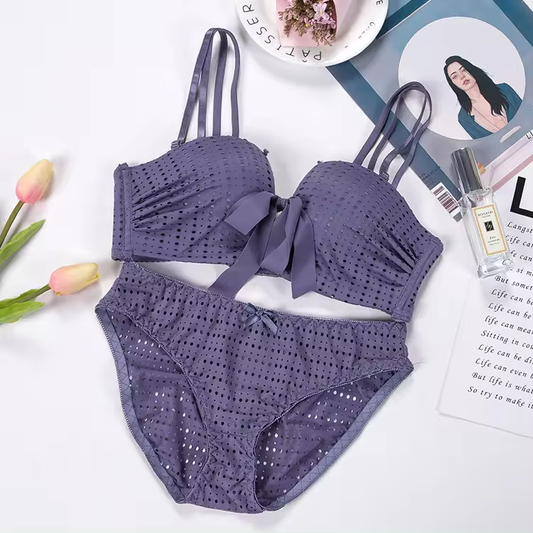 Sexy Cotton Cut Out Push Up Bra & Silk Bralette Set Women's Lingerie Set of 5