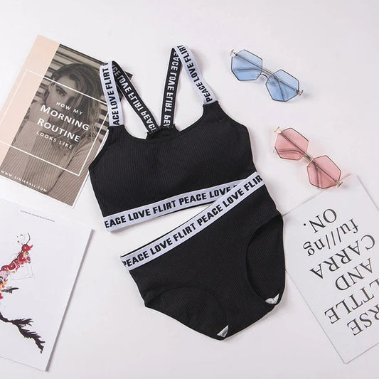 5-Pack Letter Tape Lace Cotton Bra and Panty Set – Comfortable & Stylish Lingerie