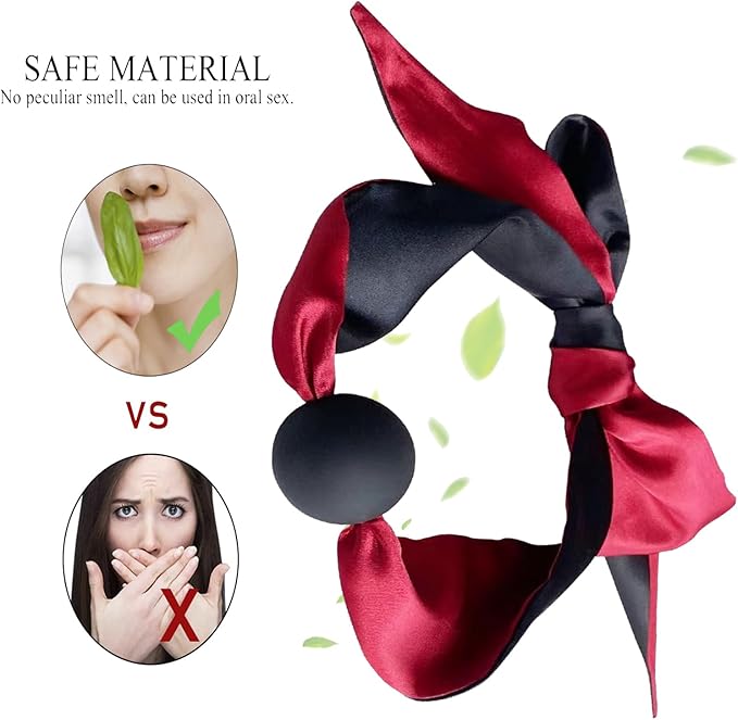 Silicone Satin Gag Ball Soft Mouth Restraint for Bondage & Roleplay
