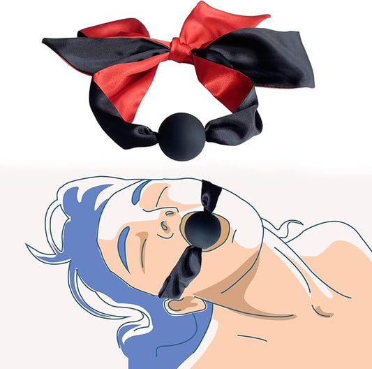 Silicone Satin Gag Ball Soft Mouth Restraint for Bondage & Roleplay