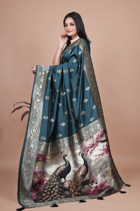 Majestic Pure Silk Saree with Intricate Peacock Pallu Traditional Indian Wedding Wear