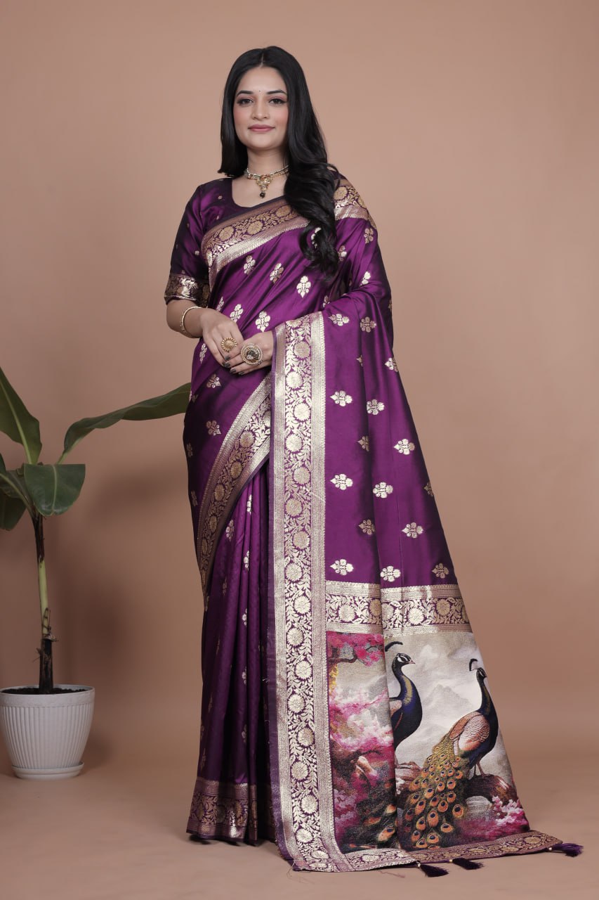 Majestic Pure Silk Saree with Intricate Peacock Pallu Traditional Indian Wedding Wear