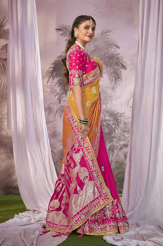 Elegant Red Banarasi Silk Saree with Soft Texture & Gleaming Blouse Piece Traditional Indian Ethnic Wear