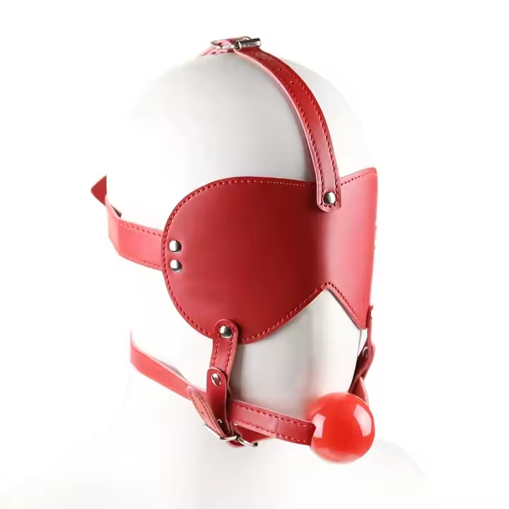 Seductive Leather Eye Mask and Gag Ball Discreet BDSM Accessory Kit