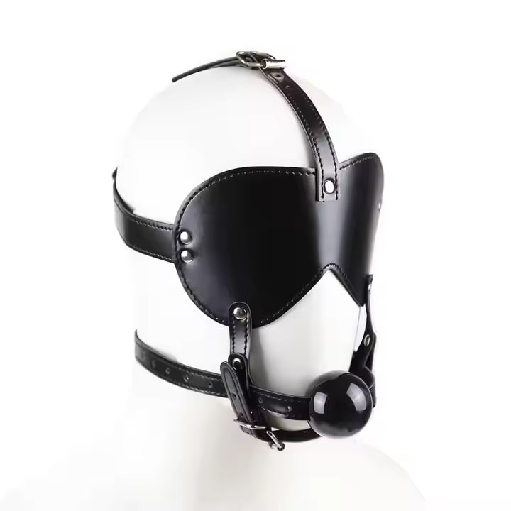 Seductive Leather Eye Mask and Gag Ball Discreet BDSM Accessory Kit