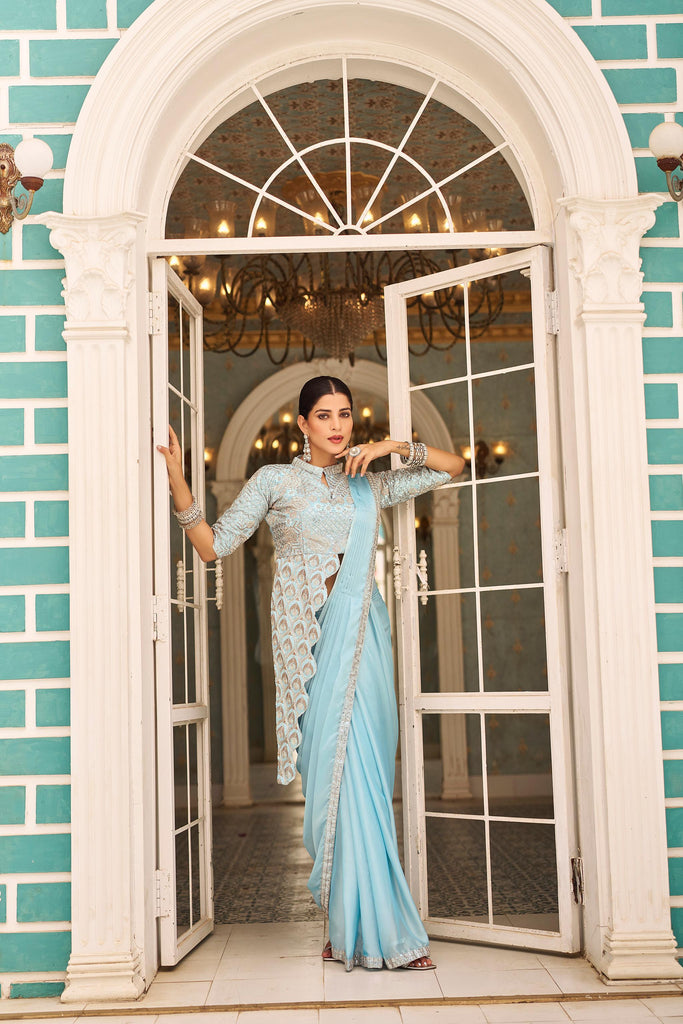 Designer Heavy Embroidery Saree Full Stitch, Perfect Fit