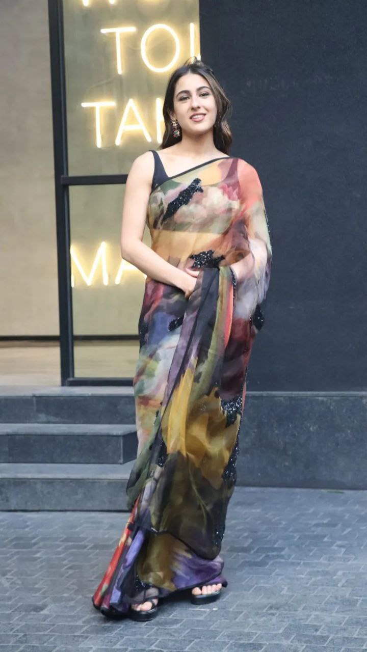 Premium Pure Jimmy Organza Silk Saree Digital Floral Print | Lightweight & Elegant
