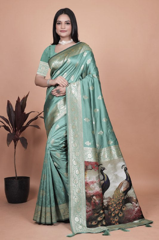 Majestic Pure Silk Saree with Intricate Peacock Pallu Traditional Indian Wedding Wear