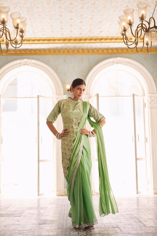 Designer Heavy Embroidery Saree Full Stitch, Perfect Fit