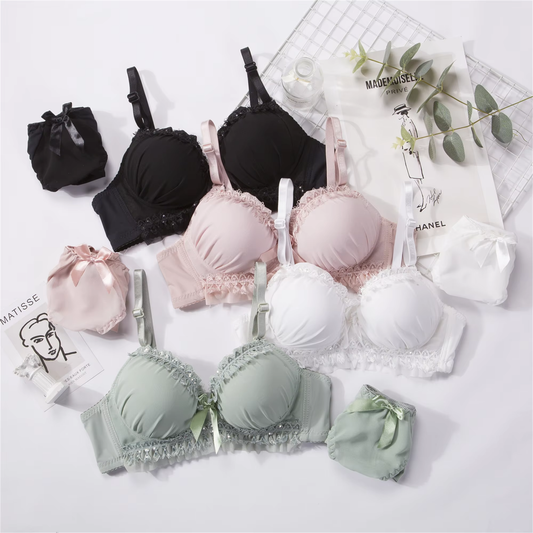 Women's Heavy Padded Double Push-Up Bra and Panty Lingerie Set of 4