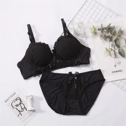 Women's Heavy Padded Double Push-Up Bra and Panty Lingerie Set of 4