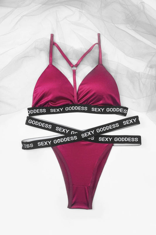 Sexy Goddess Bra and Panty Set 4-Piece Lingerie Set for Women