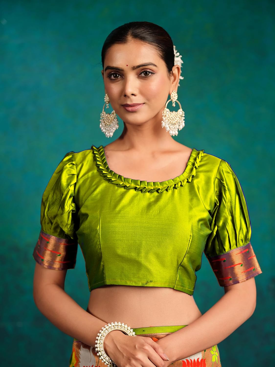 Premium Women's Pure Silk Paithani Saree with Blouse Piece Handwoven Traditional Indian Ethnic Wear