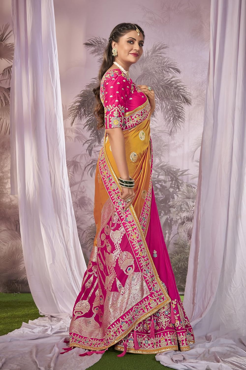 Elegant Red Banarasi Silk Saree with Soft Texture & Gleaming Blouse Piece Traditional Indian Ethnic Wear