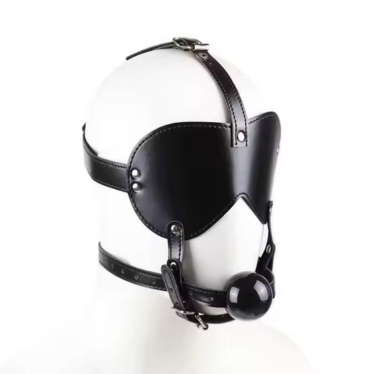 Seductive Leather Eye Mask and Gag Ball Discreet BDSM Accessory Kit