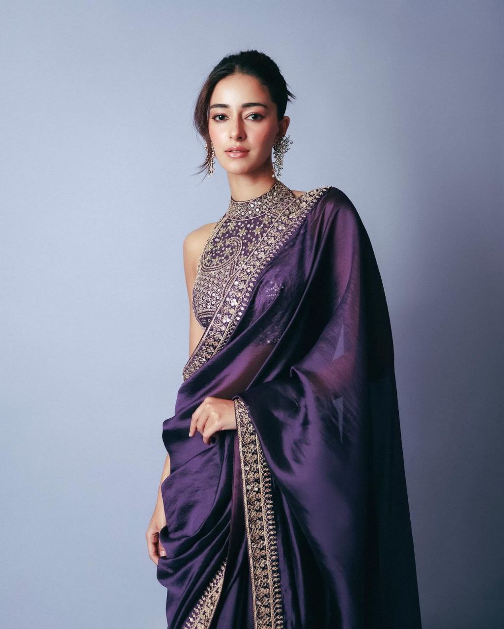 Trending Ananya Panday Style Saree Designer Look with Shimmering Sequin Border