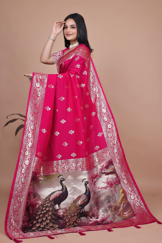 Majestic Pure Silk Saree with Intricate Peacock Pallu Traditional Indian Wedding Wear