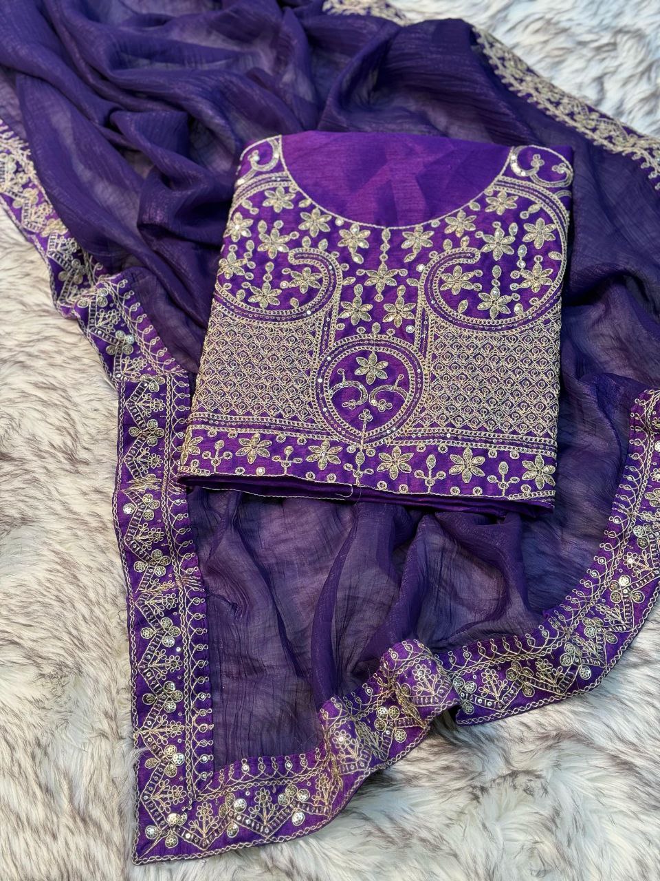 Trending Ananya Panday Style Saree Designer Look with Shimmering Sequin Border