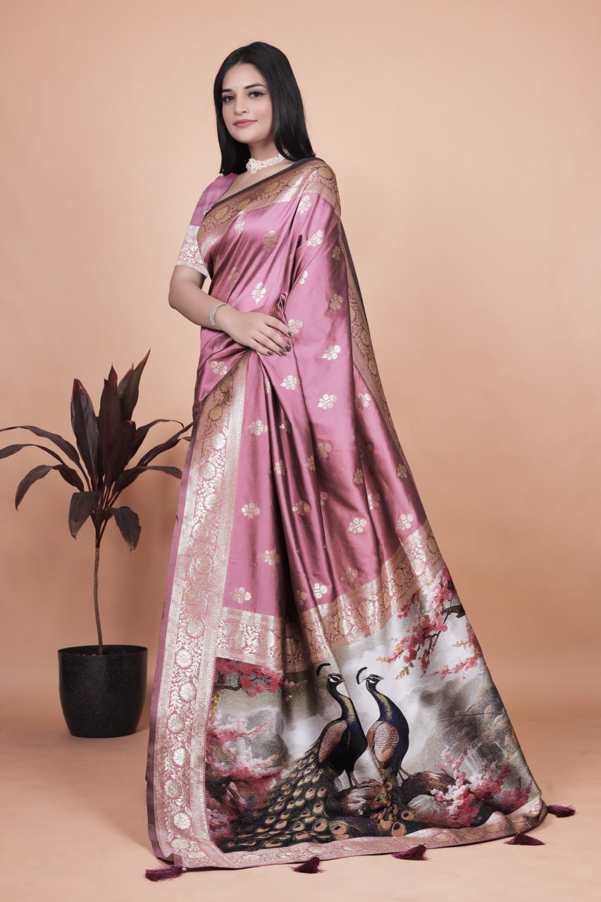 Majestic Pure Silk Saree with Intricate Peacock Pallu Traditional Indian Wedding Wear